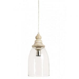 sade glass with wooden top hanging lamp