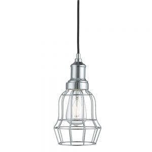 chrome bell cage hanging lamp