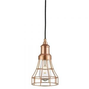 copper tapered cage hanging lamp