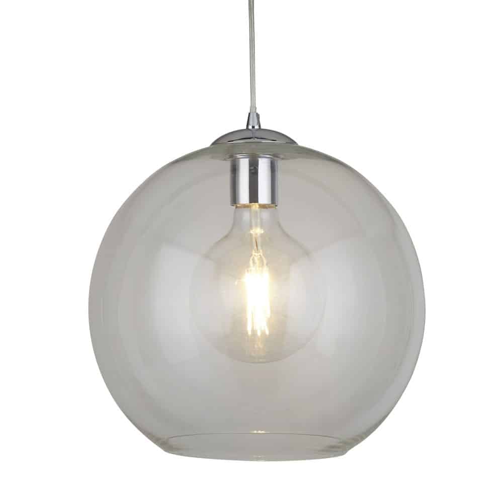 Light Round Pendant 30cm Dia Clear Glass Chrome David James Light Round Pendant